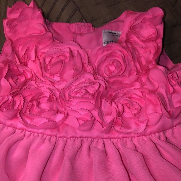 Neon pink Floral Appliqué Dress with built in layers and crinoline by Carter’s - Picture 7 of 15